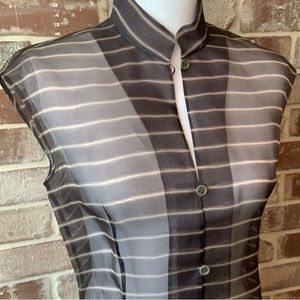 Emanuel Ungaro Silk Sleeveless Striped Sheer Top Size 8